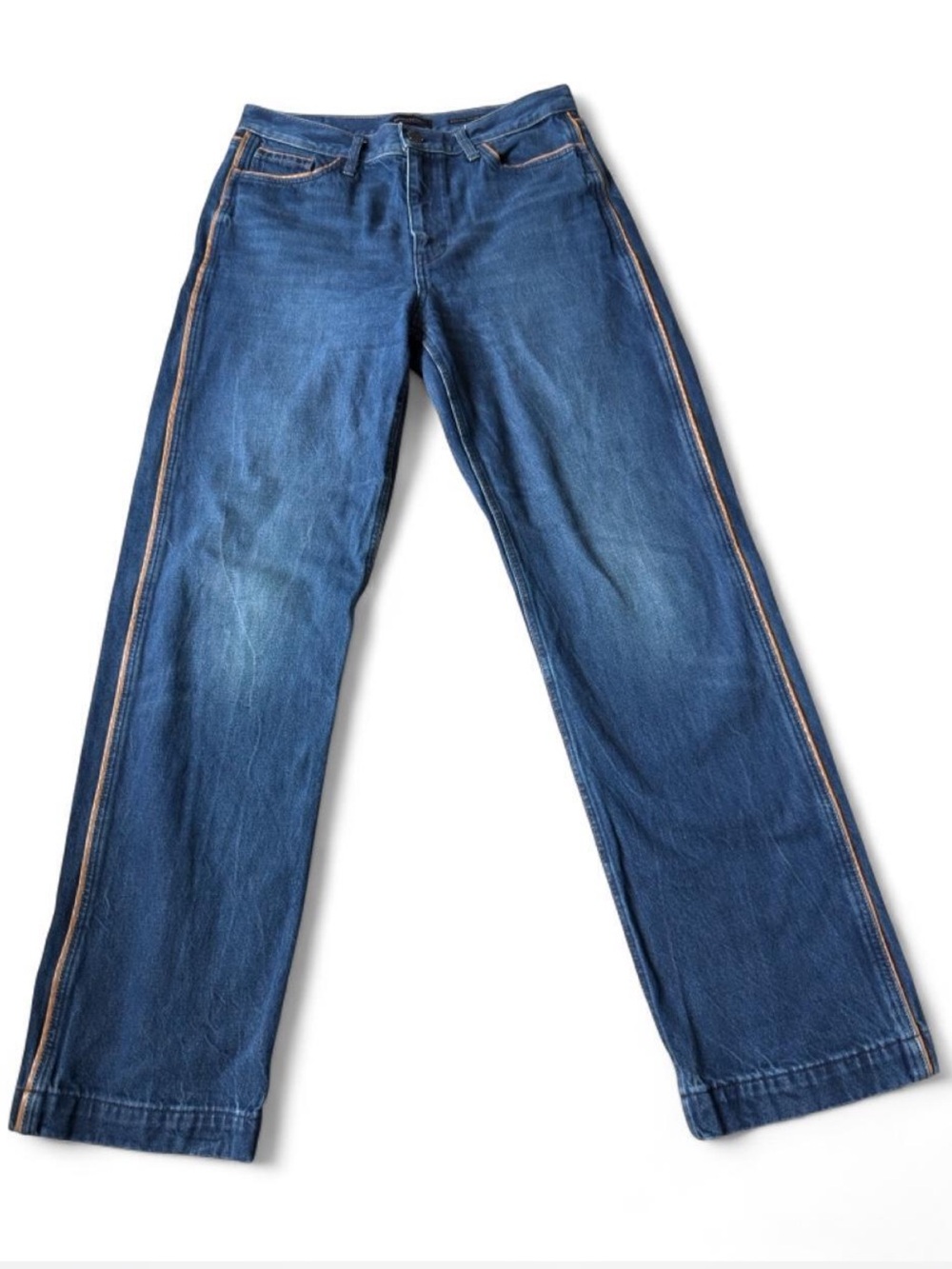 Banana Republic The Roper Vintage Straight Wide-Leg Jeans w/ side piping - 31L